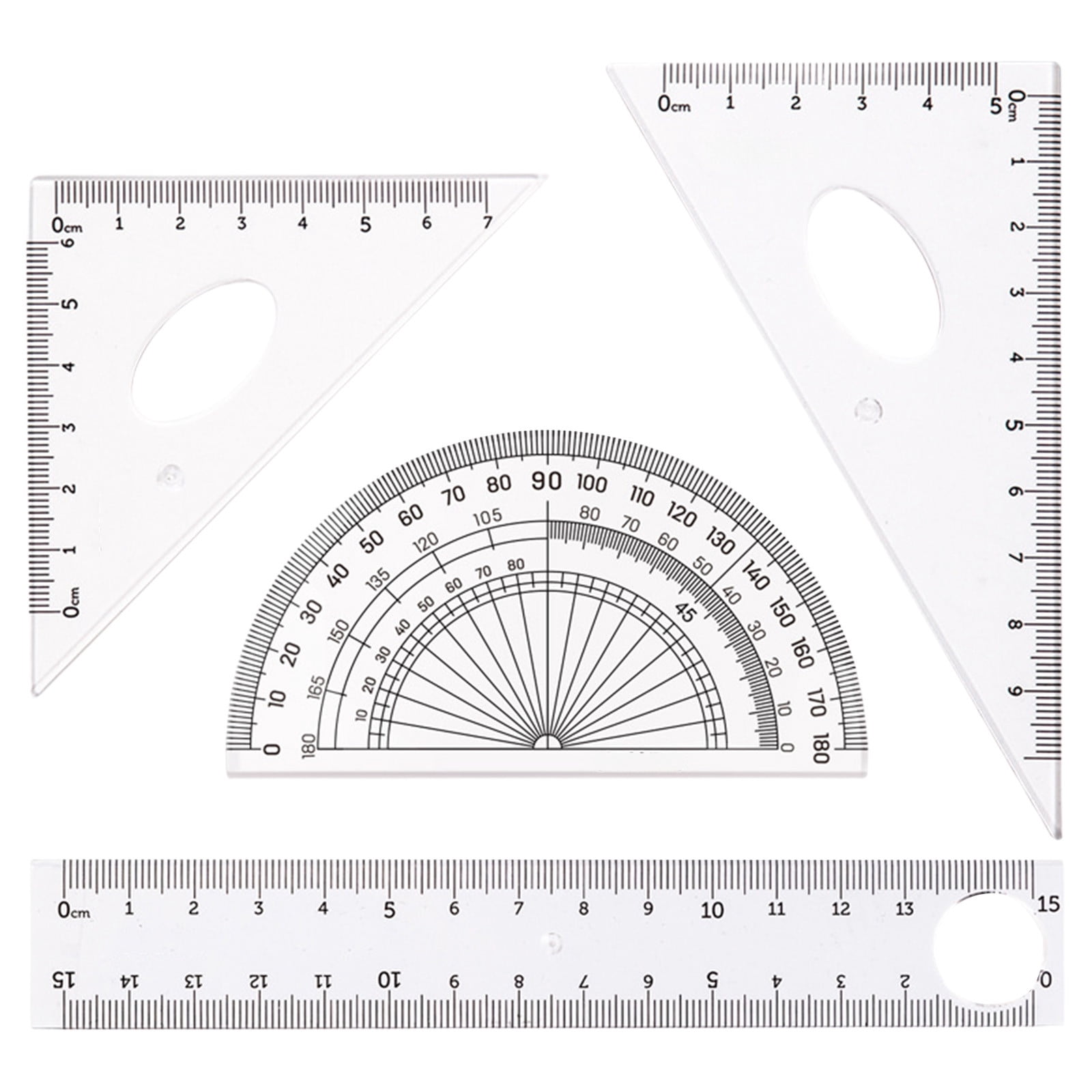 Graphix Plastic Triangle Ruler Wdhugt Student Ruler Set 4 Piece Geometry Tools 7.48 Inch Clear Plastic ...