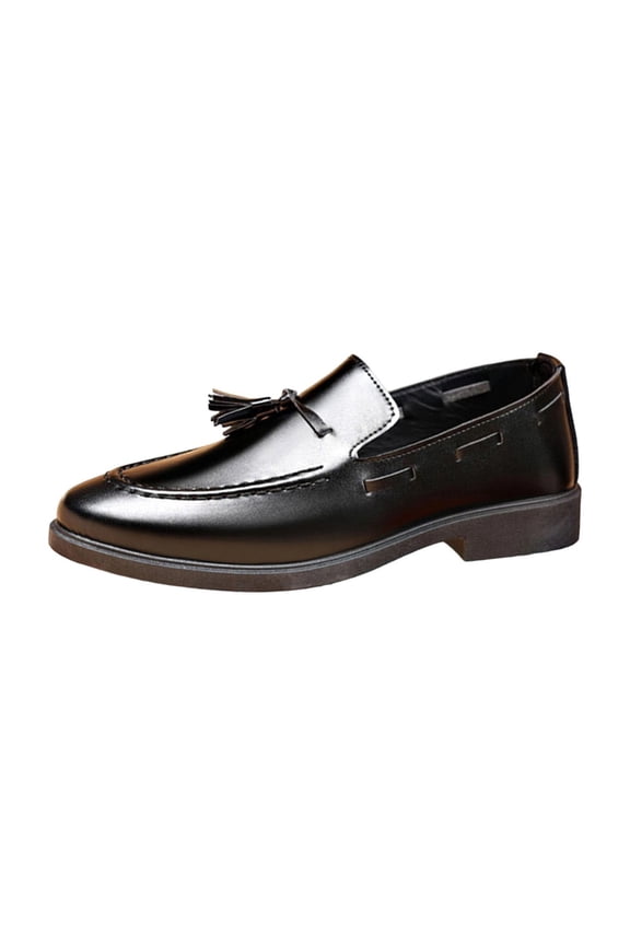 Tassel Loafers Casual Men Slip On Shoes Spring Summer Fashion Comfortable Wear Solid Color Synthetic Leather Material Black Us Size 6.5