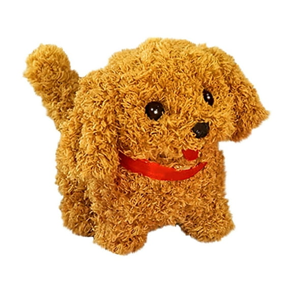 Wdhugt Teddy Bear Portable Cage Electric Simulation Pet Dog Plush Toy Walking Barking Sound Wagging Tail Stuffed Animal Interactive Toy For Kids A