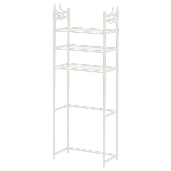 Wdhugt Over The Toilet Storage, 4-Tier Wooden Bathroom Space Saver With Hooks, Freestanding Bathroom Organizer, Multifunctional Over The Toilet Storage Rack, Bathroom Toilet Rack,59.4*23.6*10.23In