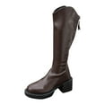thumbnail image 1 of Wdhugt Women Casual Long Straight Boots Round Toe Back Zipper Thick Sole Low Heel Knee High Boots For Winter Pu Synthetic Leather Us Size 5.5, 1 of 7