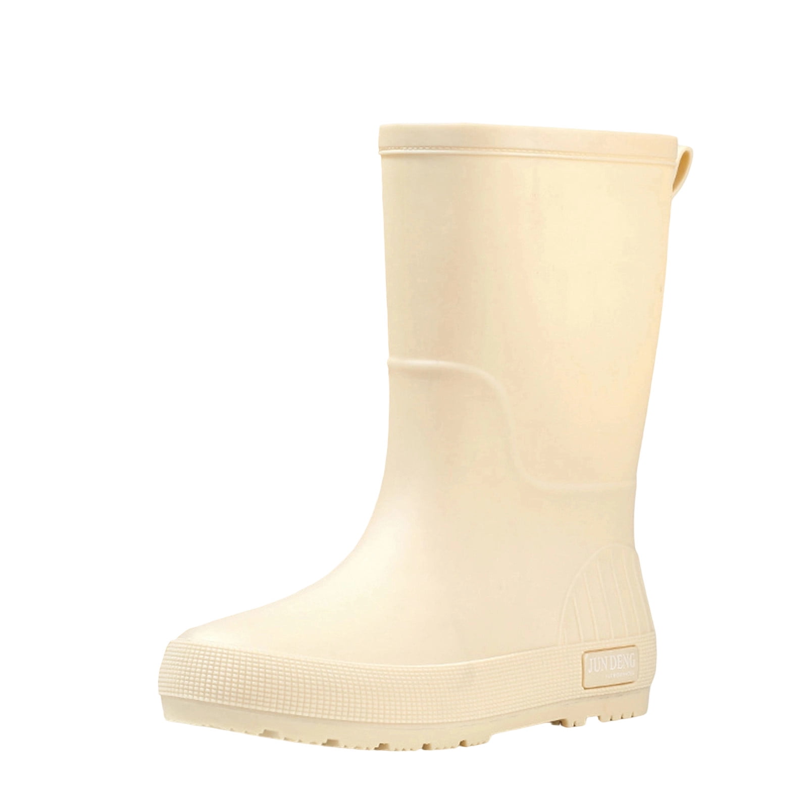 Wdhugt Women Mid-Calf Rain Boots Casual Versatile Cool Eye-Catching Waterproof Trendy Outdoor Fall Winter Comfortable Height-Increasing Heel Material Pvc Size 6.5 Us Foot Length 10.04 Inch