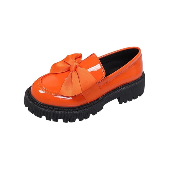 Wdhugt Women Plus Size British Style Patent Leather Loafers Bow Detail Low Heel Fall Winter Pu Material 5.5 Us