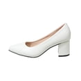 thumbnail image 1 of Wdhugt Women'S Block Heel Pointed Toe Office Pumps Pu Shoes For Casual Workwear Comfort Plus Size Us 6.5 Size 38 Foot Length 9.45 Inches, 1 of 9