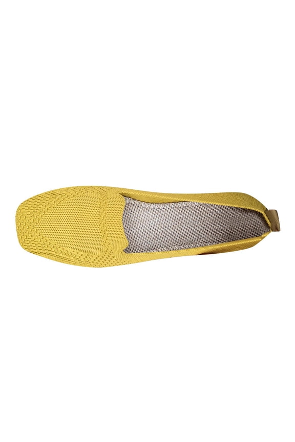 Women'S Casual Flat Work Shoes Square Toe Design Breathable Mesh Fabric Slip-On Style Available In Yellow Size 36 Eu 36 Uk 3.5 Us 5.5 Foot Length 9.06 Inches