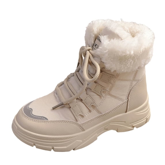 Wdhugt Women'S Casual High Top Snow Boots Lined Winter Shoes With Pu Upper Size Us 6 Foot Length 9.25 Inches