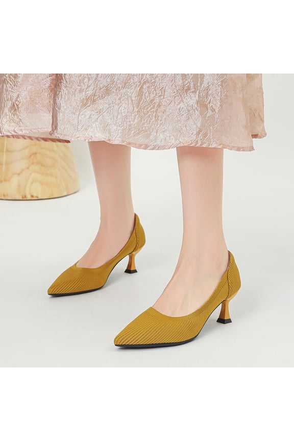 Women'S Casual Knit Pointed Toe High Heel Mesh Material Year-Round Wear Shoes Eu 41 Us 8.5 Foot Length 10.04 Inches