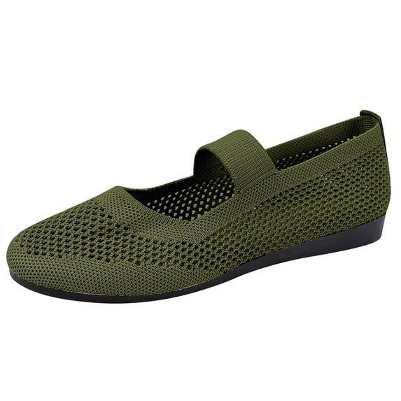 Wdhugt Women'S Casual Knit Slip On Flat Shoe Round Toe Shallow Loafer Mesh Fabric Size 9 Us 10.24 Inches Foot Length
