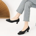 thumbnail image 1 of Wdhugt Women'S Casual Knitted Heels Square Toe Mesh Upper Bow Us Size 9 Foot Length 10.24 Inches Chunky Platform Heel, 1 of 6
