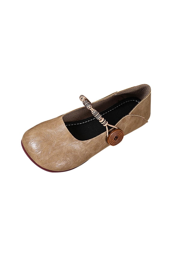 Women'S Casual Square Toe Closed Toe Flat Soft Sole Loafers With Breathable Material For Plus Size Footwear In Khaki Size Us 8.5