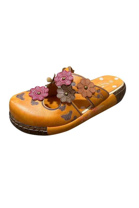 Women'S Casual Vintage Print Patchwork Braid Sandals With Open Toe Heel Height 1.18 Inches For Outdoor Indoor Wear Size 7.5 Us