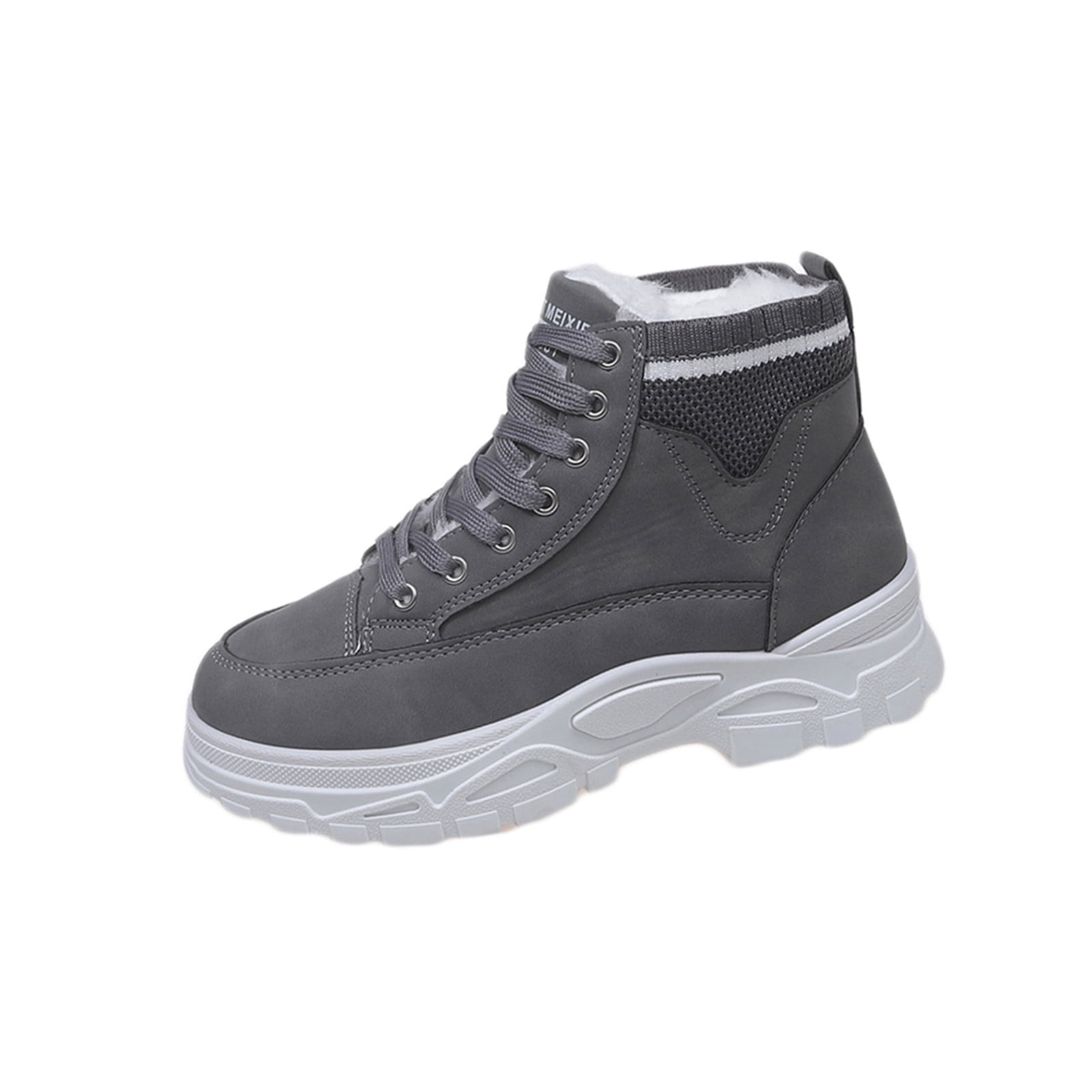 Wdhugt Women'S Fashion Ankle Boots Casual Round Toe Tie Chunky Sole ...