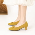 thumbnail image 1 of Wdhugt Women'S Knitted Square Toe Heels Casual Mesh Fabric Bow Us Size 5.5 Foot Length 9.06 Inches Chunky Platform Heel, 1 of 6