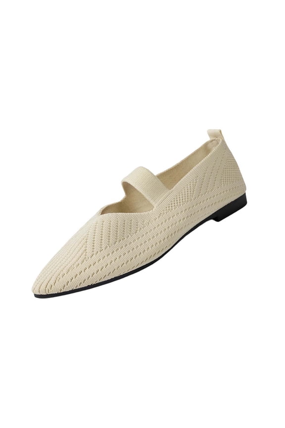 Women'S Mesh Loafers Pointed Toe Flat Slip-On Shoes Beige Size 36 Eu 23Cm/9.06In