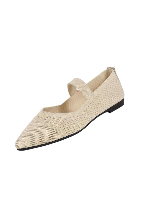 Women'S Mesh Loafers Pointed Toe Flat Slip-On Shoes Beige Size 41 Eu 25.5Cm/10.04In