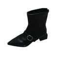 thumbnail image 1 of Wdhugt Women'S Pointed Toe Heel Ankle Boots Belt Buckle Comfortable Height-Enhancing Fall Winter Casual Size 7.5 Us With 9.84 Inch Foot Length 1.57 Inch Heel Black Pu Material, 1 of 9