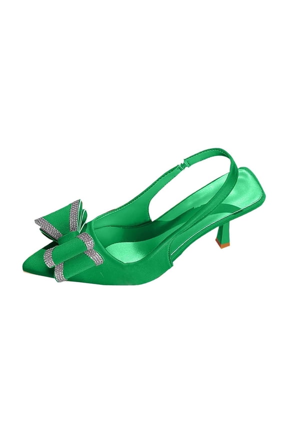 Women'S Pointed Toe Rhinestone High Heel Sandals Flock Suede Shallow Mouth Spring Summer Comfortable 2.91In Heel Versatile Us Size 9
