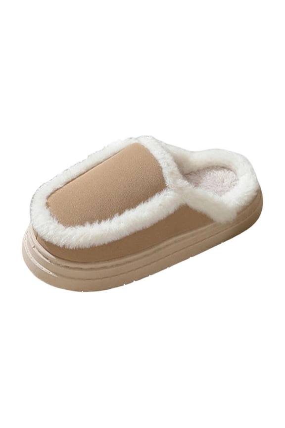 Women'S Slide Sandals With Thick Sole Furry Indoor Slipper Design Comfortable Wear Fall Winter Season Polyester Matte Fabric