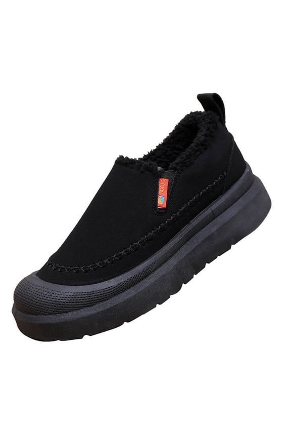 Women'S Snow Boots Faux Fur Lined Warm Short Ankle Boots Comfortable Slip On Thick Sole Mesh Fabric Black Us6 23.5Cm/9.25Inch