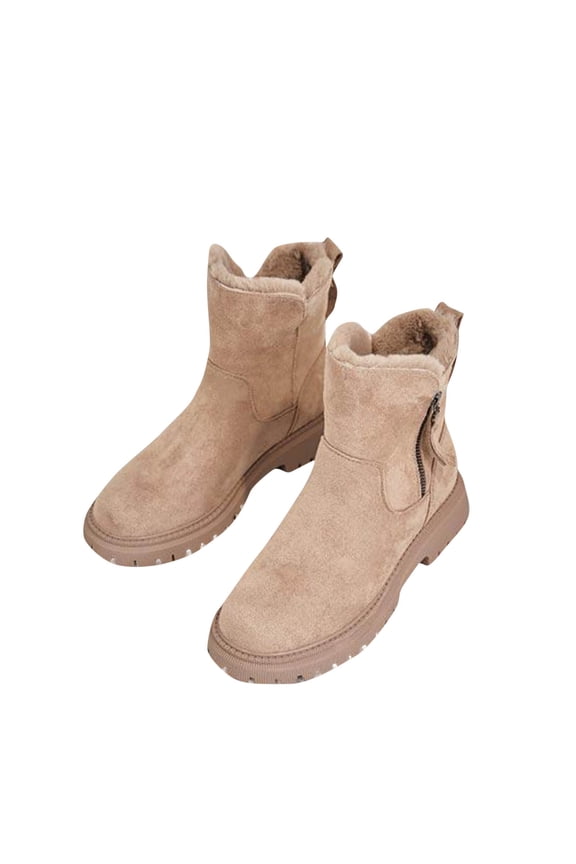 Women Warm Lined High Top Boots Flat Bottom Design Rubber Outsole For Outdoor Wear Available In Us Size 4.5 Khaki