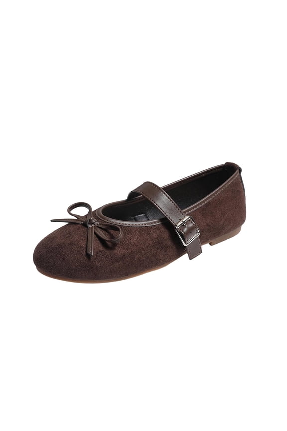 Womens Casual Flats Round Toe Slip On Loafers Soft Sole Buckle Shoes Suede Brown Size 40 Eu 25 Cm 9.84 In Foot Length