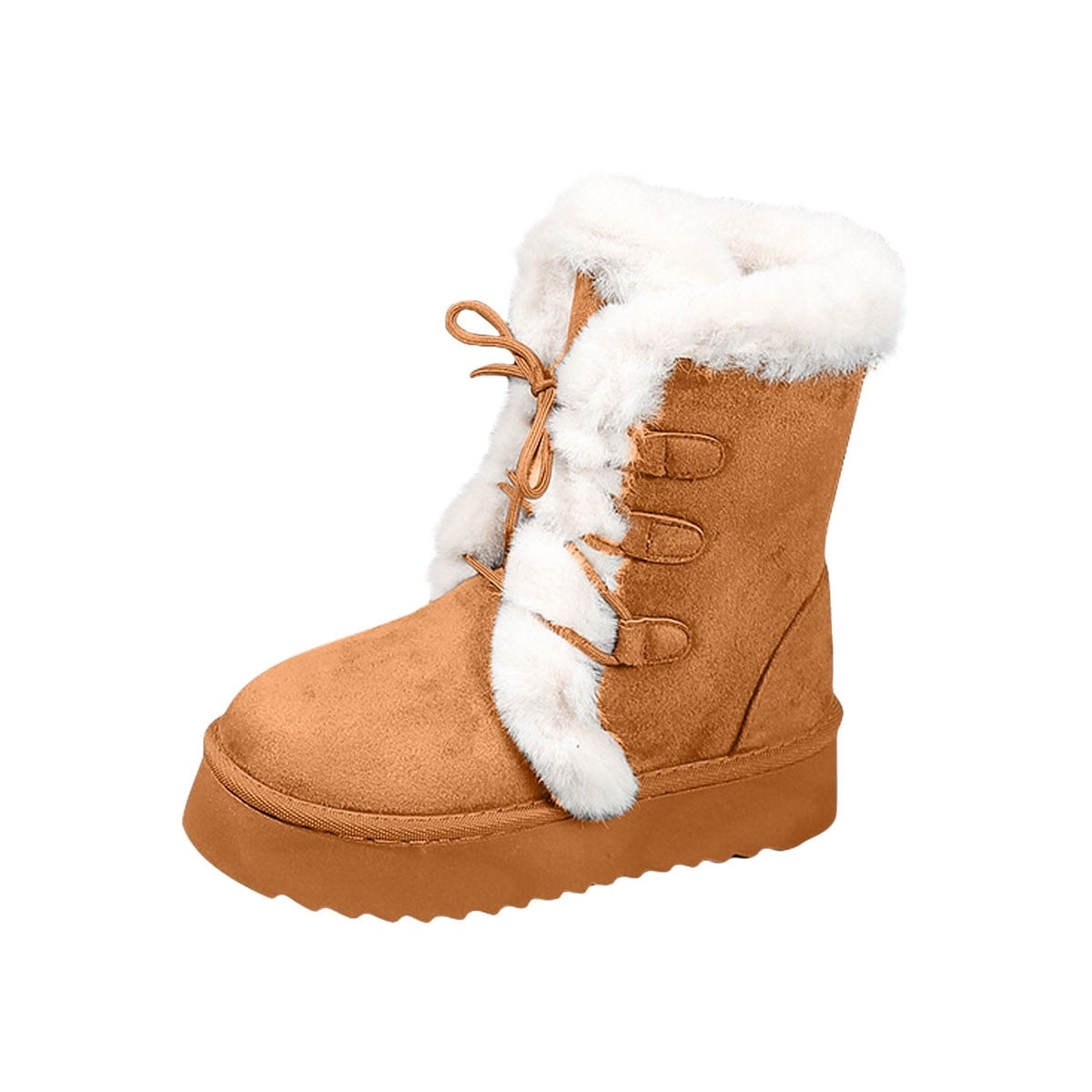 Wdhugt Womens Winter Snow Boots Flock Shoes Ankle Boots Thick Sole ...