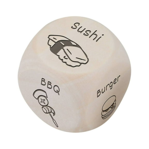 Wdhugt Wooden Decision Dice Game For Food Choices Multi Sided Dice For Parties And Family Fun Wood Material 12 Options