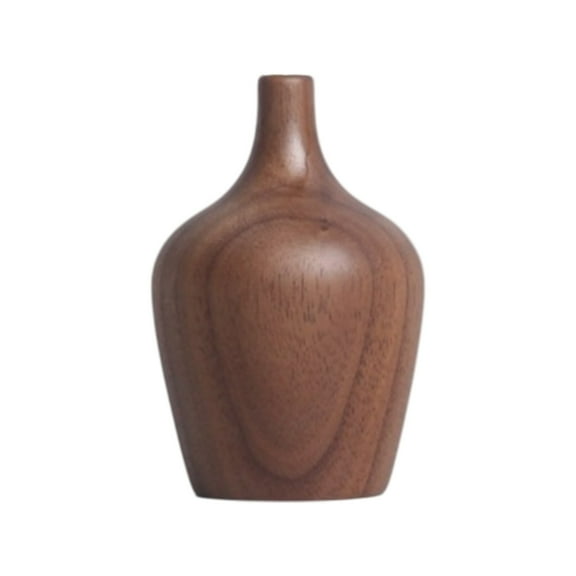 Wdhugt Wooden Vase For Home Decoration Ornaments Small Brown Wood Vase For Tabletop Decor 7X4.5X4.5Cm 2.76X1.77X1.77 Inches Wooden Vase For Living Room Shelf Decor Style F