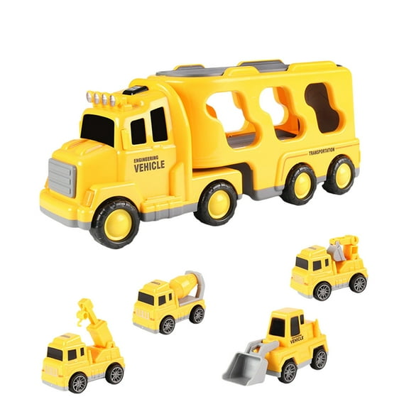 Wdhugt Yellow Double Deck Music Light Truck Abs Inertia Engineering Vehicle Toy For Children Boys And Girls Gift 4.3X13.3X5.5 Inches Yellow