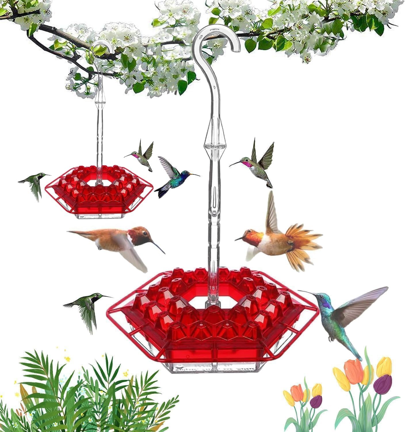 WdianOutdoor 2 Pack Hummingbird Feeders for Outdoors, Plastic