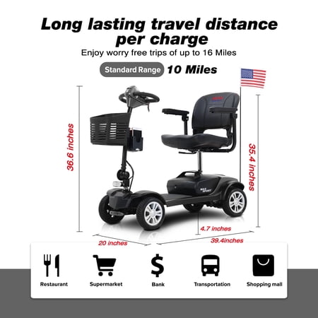 Wdidi Max Powered Mobility Scooters For Adults Mobility Scooters For 300 lbs Foldable Handicap Mobility Scooter, Gray