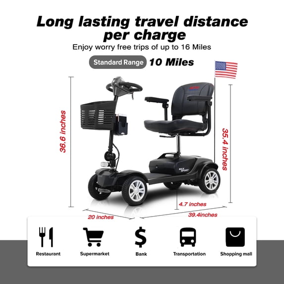 Wdidi Max Powered Mobility Scooters For Adults Mobility Scooters For 300 lbs Foldable Handicap Mobility Scooter, Gray