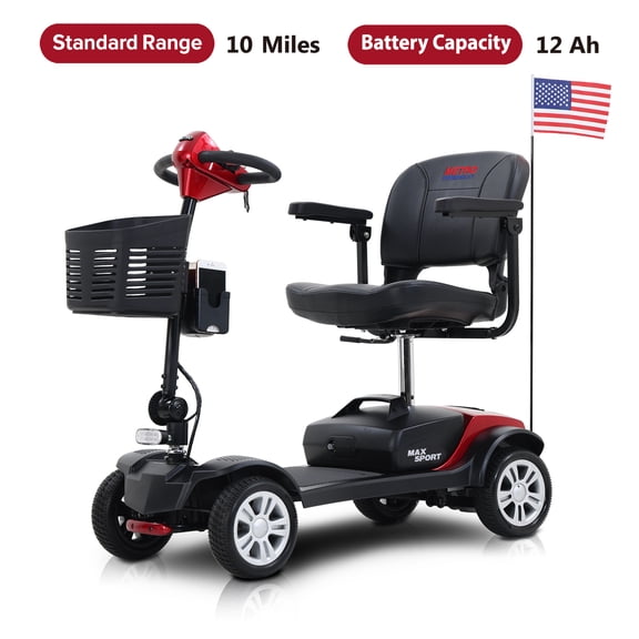 Wdidi Max Powered Mobility Scooters For Adults Mobility Scooters For 300 lbs Foldable Handicap Mobility Scooter, Red