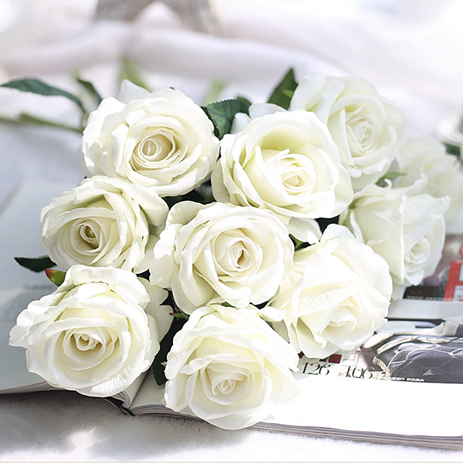 Wdminyy Fake Flowers Clearance Sale！ Artificial Rose Flowers Simulation Rose Wedding Bouquetss