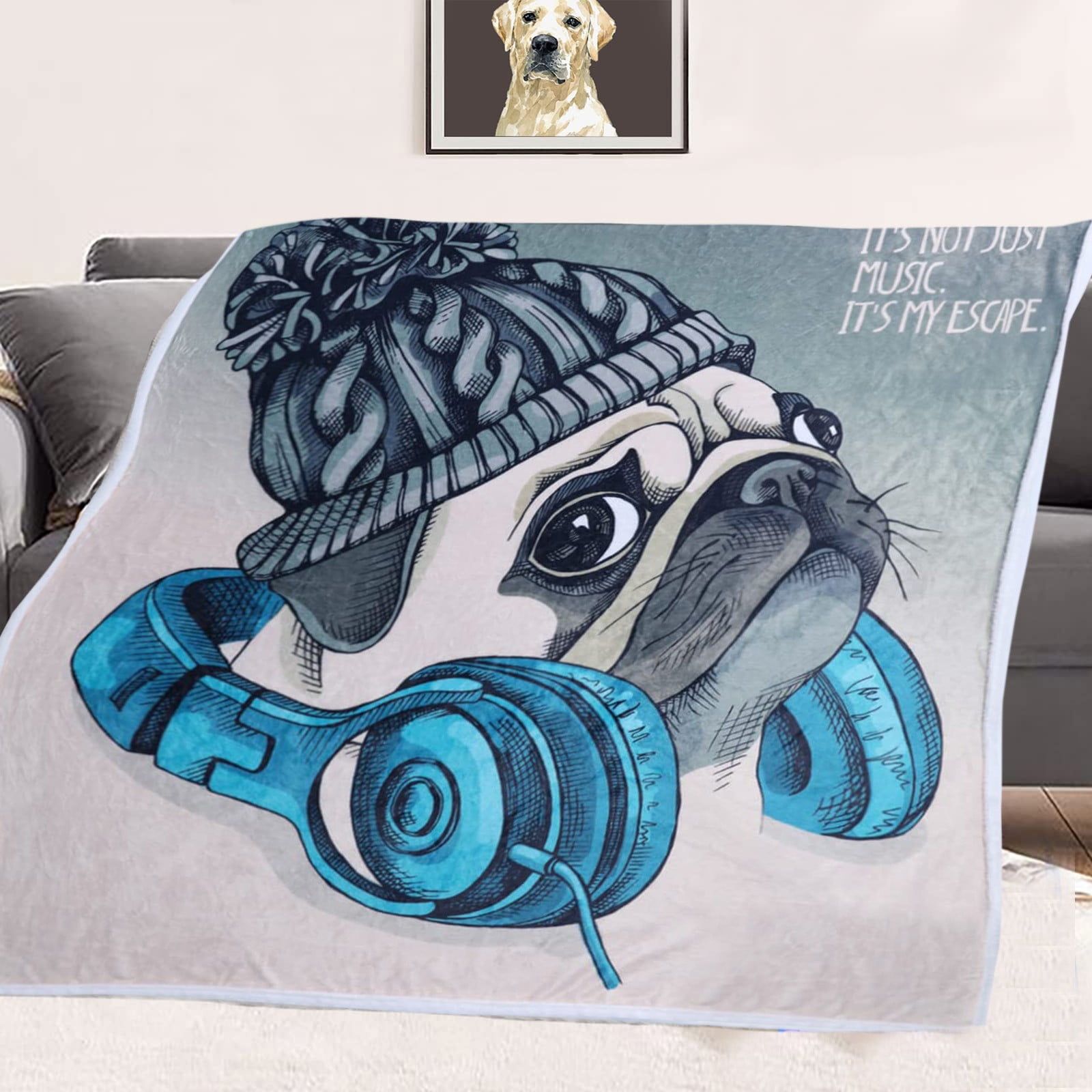 Wdminyy Clearance Item Fleece Blanket Dog Print Blanket Warm Cozy