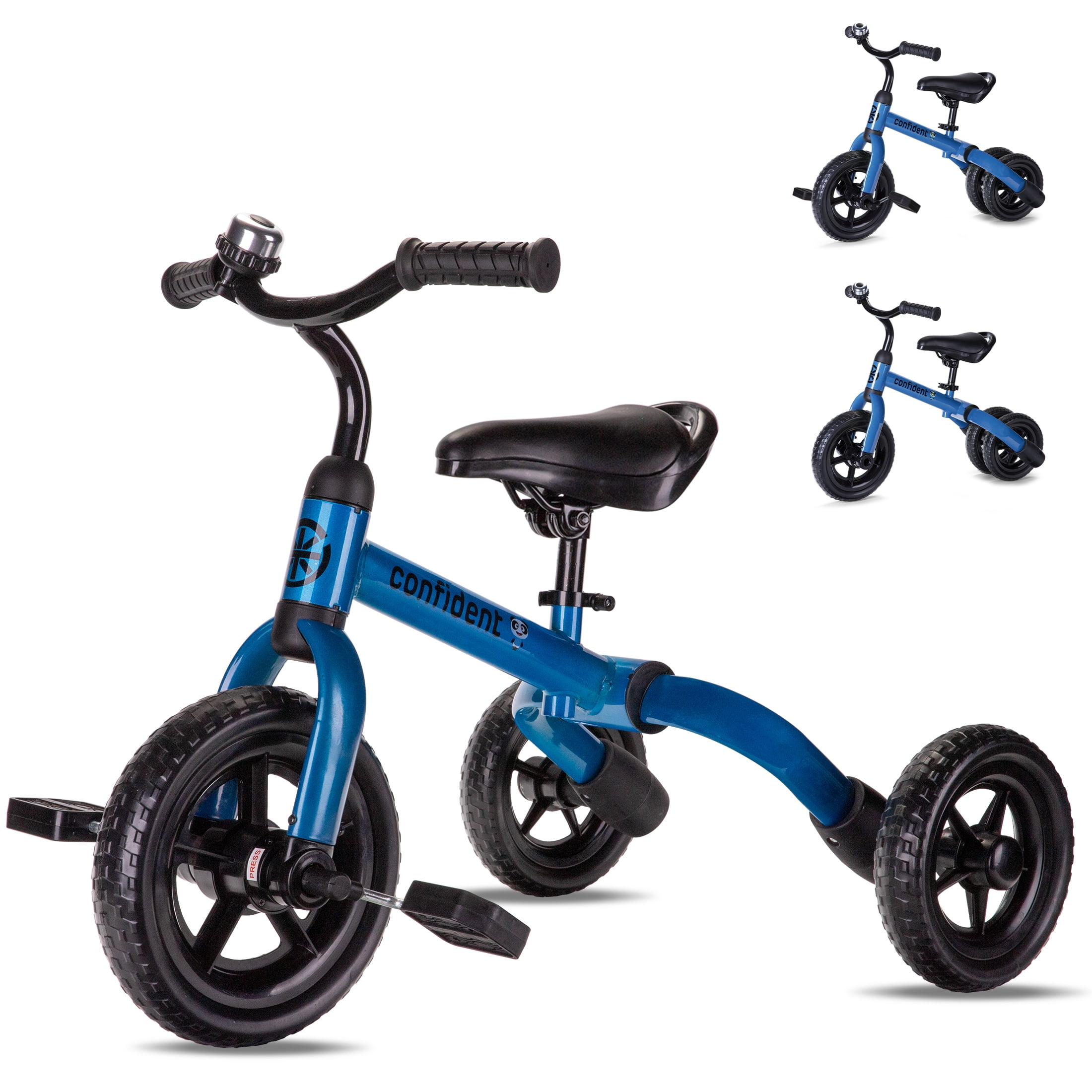 Wdmiya 3 in 1 Tricycle Bicycles for Children 2 5 Years Foldable Detachable Pedal Indoor Outdoor Blue Walmart