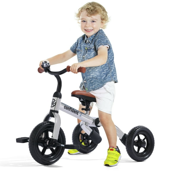 Wdmiya 3 in 1 Kids Tricycles Gift for 2-5 Years Old Boy Girl, Foldable Toddler Bike with Detachable Pedal, Baby Balance Bike for Outdoor and Indoor, Silver