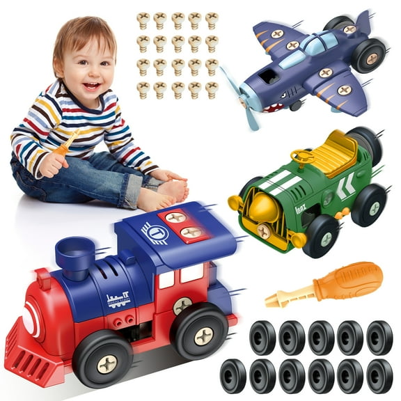 Wdmiya 3pcs Montessori Children's Workbench Tool Truck with Drill Toy, Children's Screws Toy from 3 4 5 Years, Tool Box Educational Games Boys Girls Gifts, Car