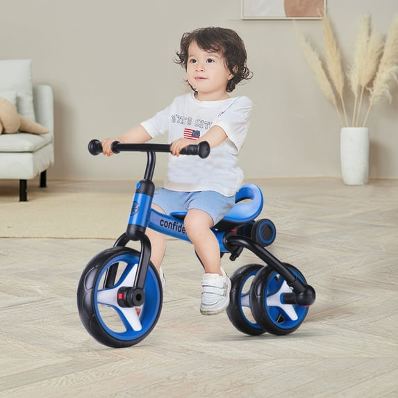 Wdmiya 4-in-1 Adjustable Seat Unisex Kids Tricycle, Blue