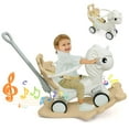 thumbnail image 1 of Wdmiya 4 in 1 Rocking Horse for Toddlers 1-3 Years Old, Baby Unicorn Rocking Toy Birthday Gift for Boy and Girl, Ride on Toy with Detachable Balance Board，Balance Bike with Push Handle, Khaki, 1 of 10