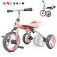 thumbnail image 1 of Wdmiya 4 in 1 Toddler Tricycle for 2-5 Years Old Kids, Folding Toddler Bike with Removable Pedals, Gift & Toys for Boy & Girl, Balance Training for Baby Bike Infant Trike, Pink, 1 of 9