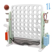 Wdmiya Jumbo 4-to-Score Giant Game Set, 4-in-a-Row Connect Game for Adults Kids Family Fun, Indoor Outdoor Adjustable Height Yard Family Game with w/ Golf Set, Basketball Hoop, Green White