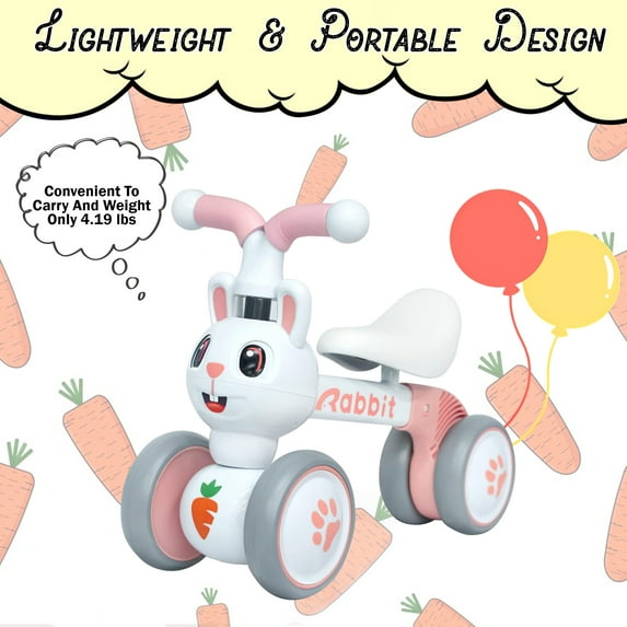 Wdmiya Baby Balance Bike, Cute Toddler Toys 12-36 Months Gifts,1 Year Old Boy/Girl Balance Bike to Train Baby from Standing to Running,Best Gifts for 1yr Birthday Babies, Pink Ribbit