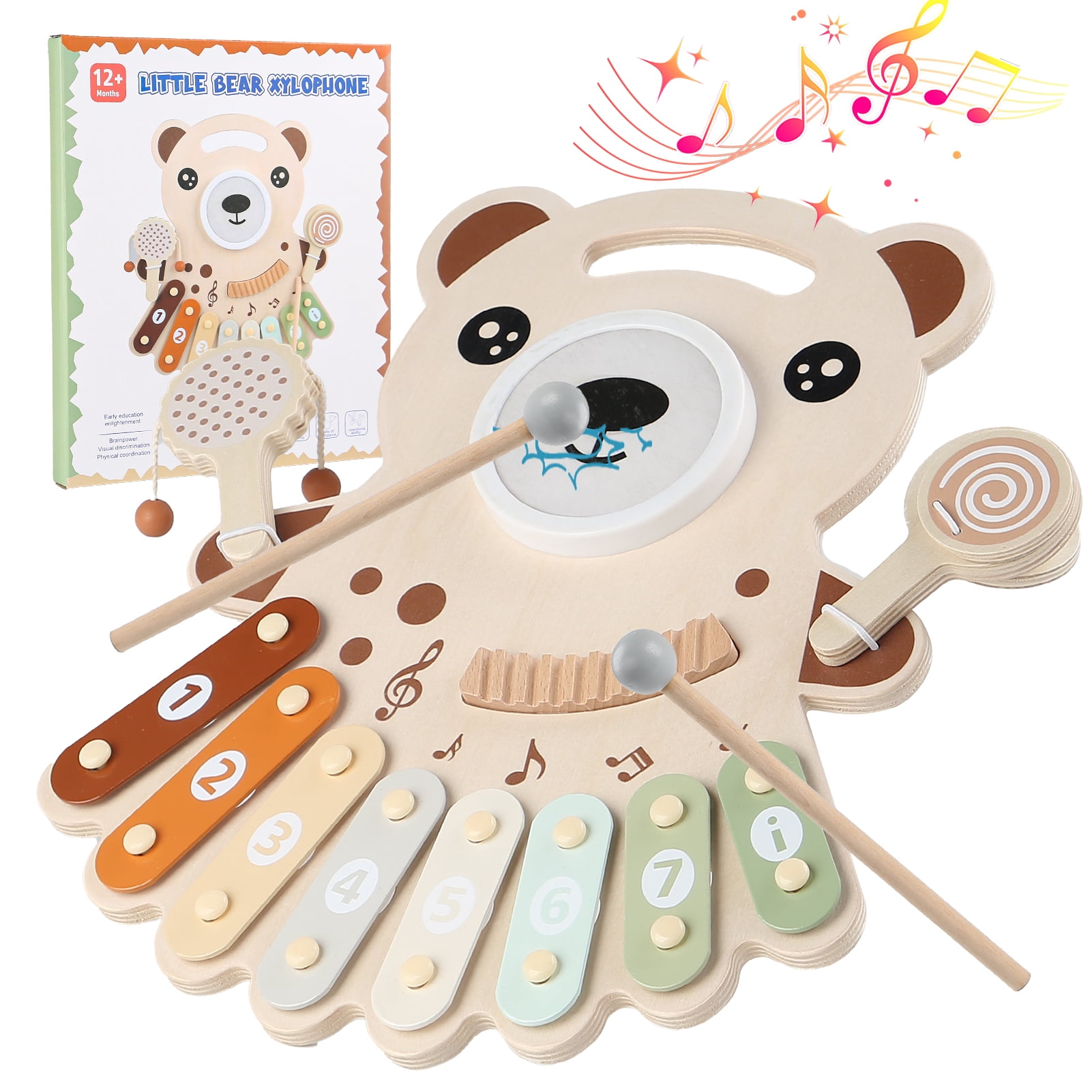 Wdmiya Baby Musical Toy Educational Toy, Fine Motor Skills Xylophone Drum Set, Baby Xylophone For Kids 1 2 3 Year Old Girls Boys