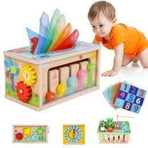 Wdmiya Baby Tissue Box Toy - 6-12 Months Montessori Toys, Wooden Activity Cube, Puzzles 12-18 Months, Sensory Crinkle Tissue Box Toys, Baby 1st Birthday Gift