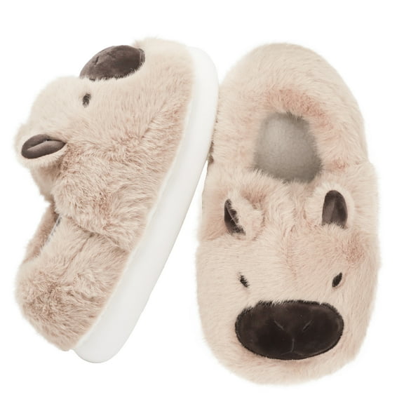 Wdmiya Capybara Cotton Slippers, Women's Warm Cotton, Cozy Fluffy Slippers, Cartoon House Slippers For Women, Non-Slip Thick Soled Slippers Autumn And Winter, Beige