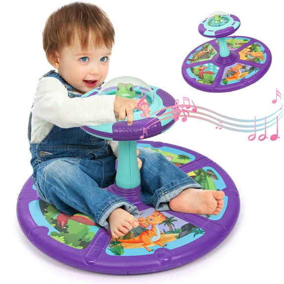 Wdmiya Dinosaur Sit and Spin Toys for Toddlers 1-4, 360° Spinning Seat Activity Toy with Light and Music, Christmas Birthday Gifts for boys and girls, Kids Twister Toy