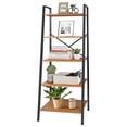 thumbnail image 1 of Wdmiya Ladder Shelf 5-Tier, Free Standing Bookshelf with Adjustable Feet, Metal Bookcase for Kitchen, Bathroom, Garage, Small Spaces, Brown, 1 of 9