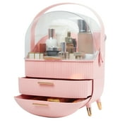 Egg-Shaped Makeup Organizer With Lid - Large Skincare & Cosmetic Storage Box With Handle, 3 Compartments For Vanity, Bathroom, Or Travel (Pink) 5 thumbnail image