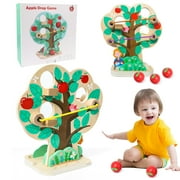 Wdmiya Wooden Marble Run from 1 2 Years, Marble Run Montessori Toy Newtons Apple for Boys Girls, Baby Roller Track Ball Tower Motor Skills Toy, Gift for Children for Birthday, New Year, Christmas